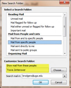 Select Criteria for Search Folder