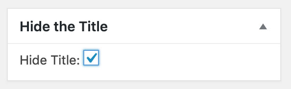 "Hide the Title" option checked