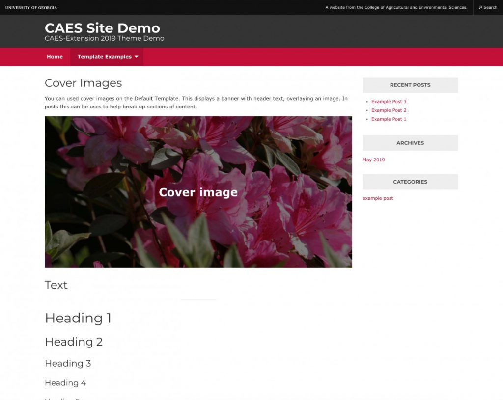 Page with a sidebar using a cover image