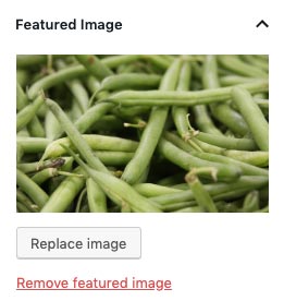 The featured image is selected.