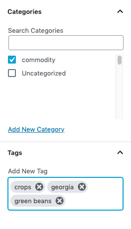 Add categories and tags.