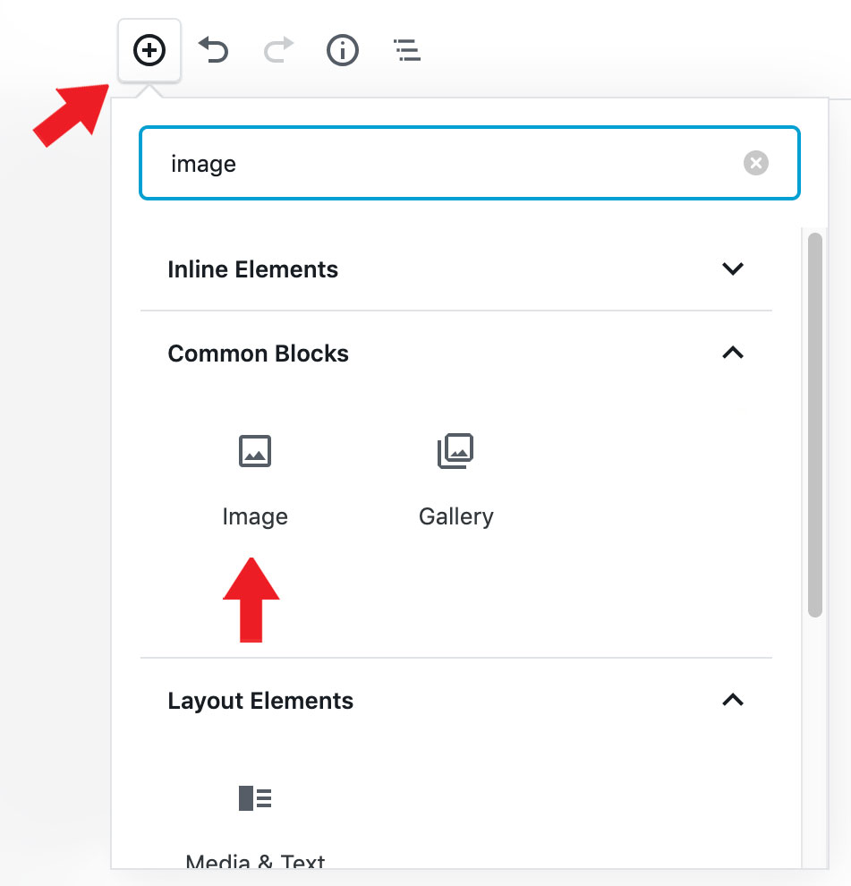 Select an image block.