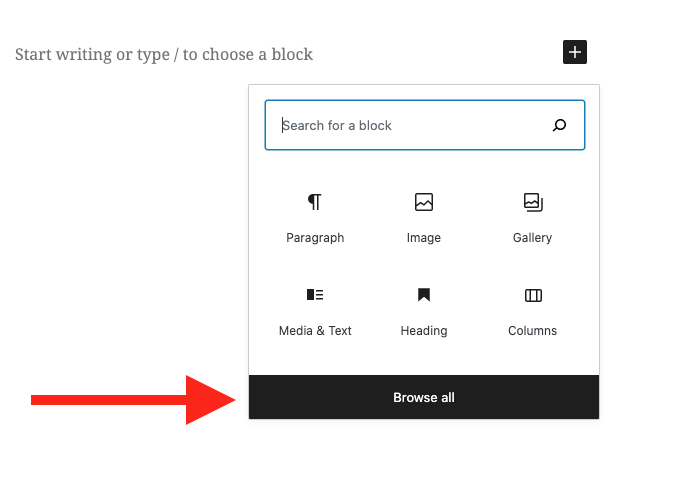 Screenshot of block panel