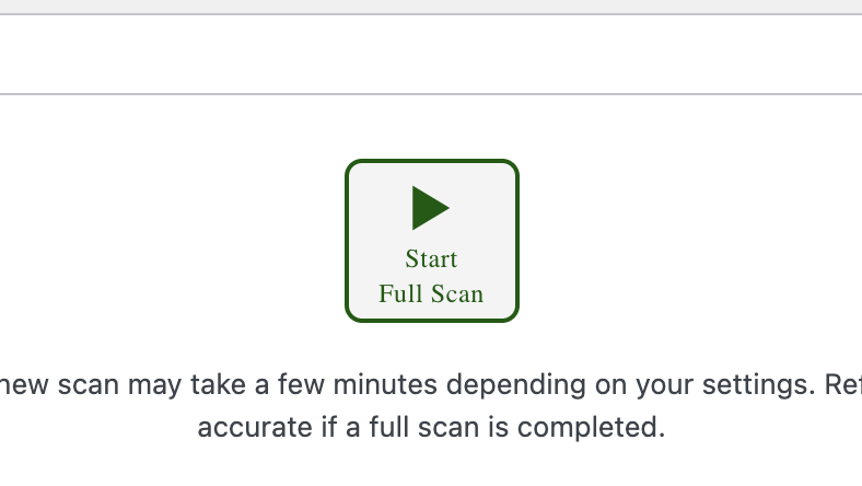 Start Full Scan button in Fix Alt Text plugin dashboard.