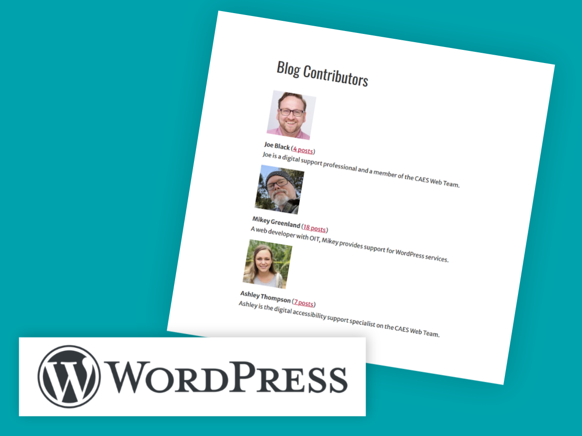 WordPress: CAES Contributors block