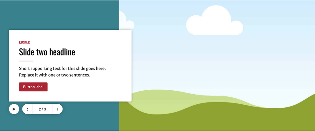 Screenshot of the CAES Hero block as seen on a published page.