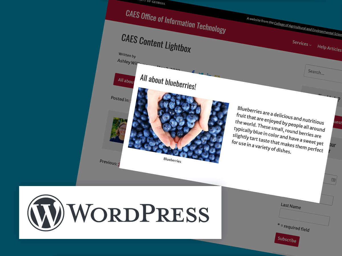 WordPress: CAES Content Lightbox