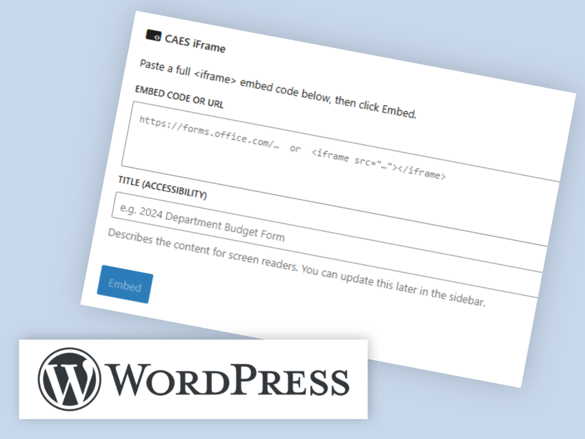 WordPress: CAES iFrame Block